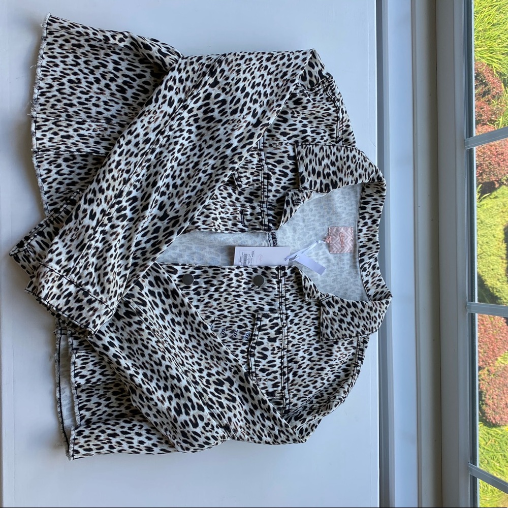 Cheetah print cropped jean jacket
